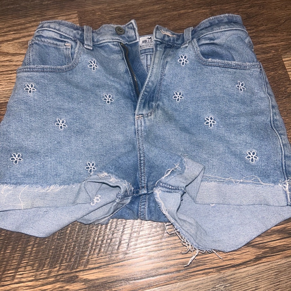 Wild Fable Light Blue Embroidered Jean Shorts
